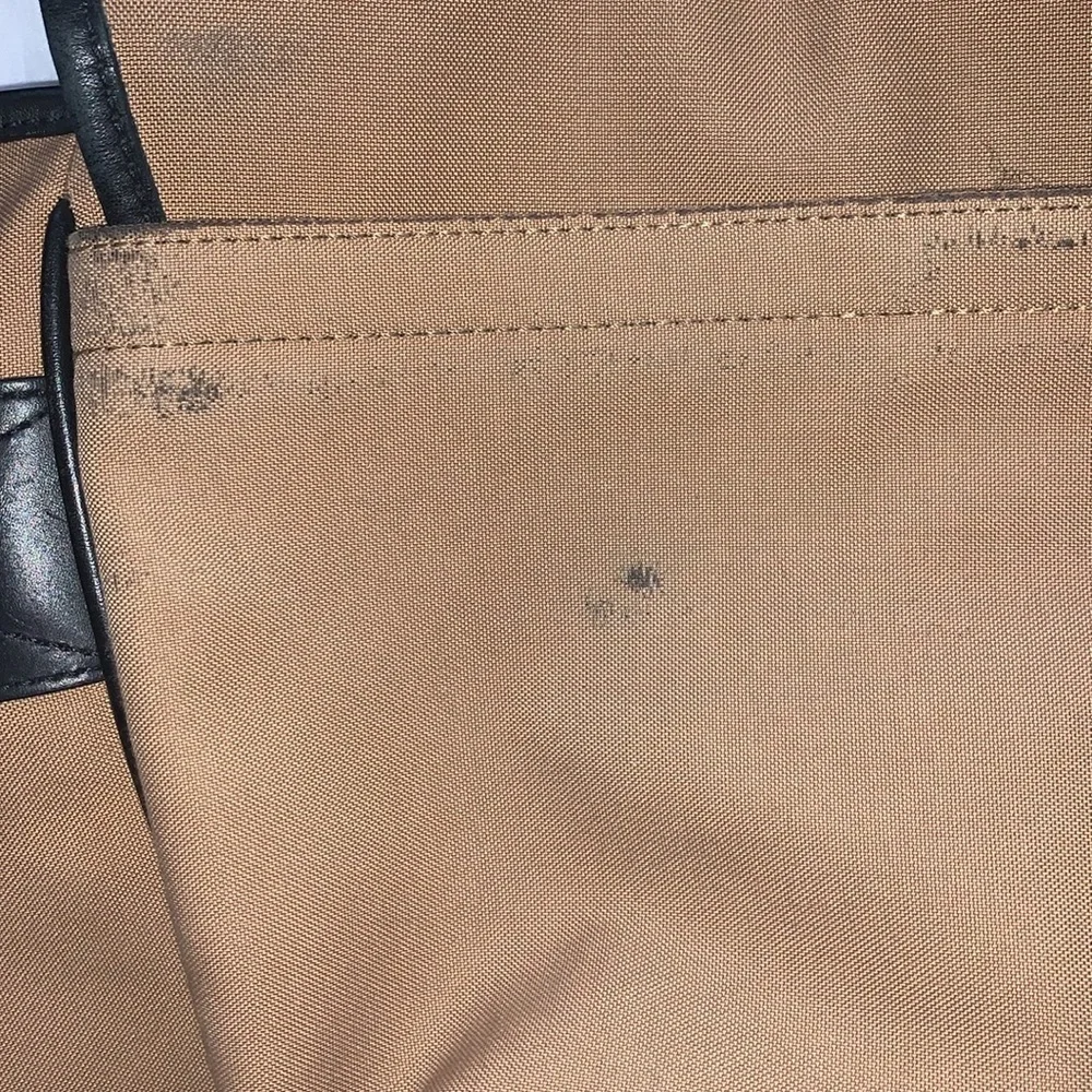 Gently Loved Tan Canvas Leather Laptop Crossbody Messenger Bag by COACH